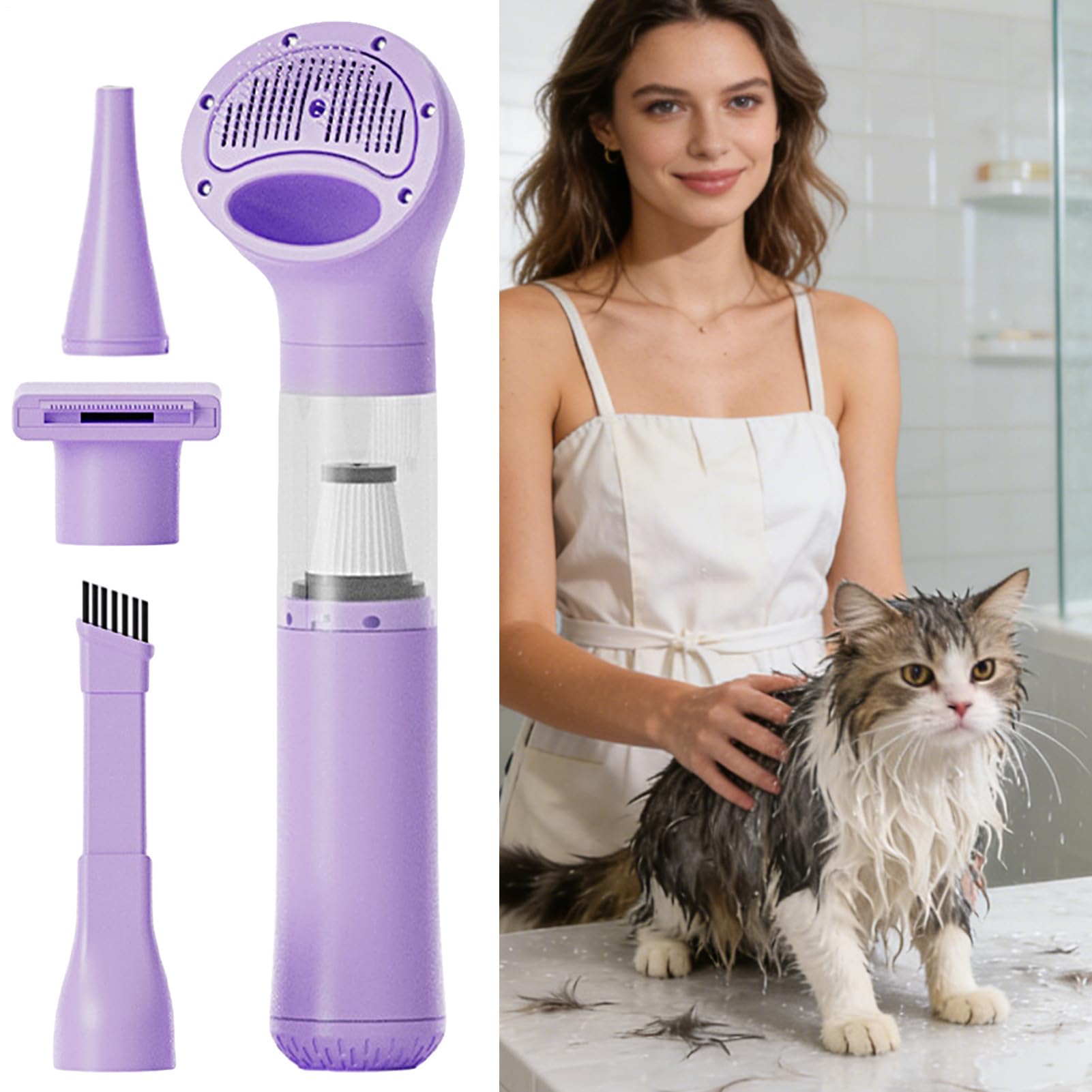 Aspirapolvere per Toelettatura Cani Aspiratore silenzioso wireless | Aspirapolvere per Peli di Animali Domestici per Uso Domestico Casa Cucina Appartamento Auto Veicolo Festa Lettiera