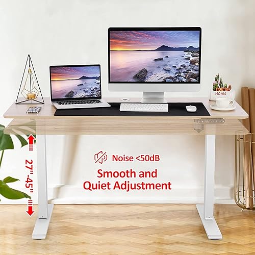 Miniatura 5 de Electric Standing Adjustable Height Desk 48'' x 24''Sit Stand Desk with Charging Station, 2 USB Ports, 3 Power Outlets, 27''-46'' Lifting Range