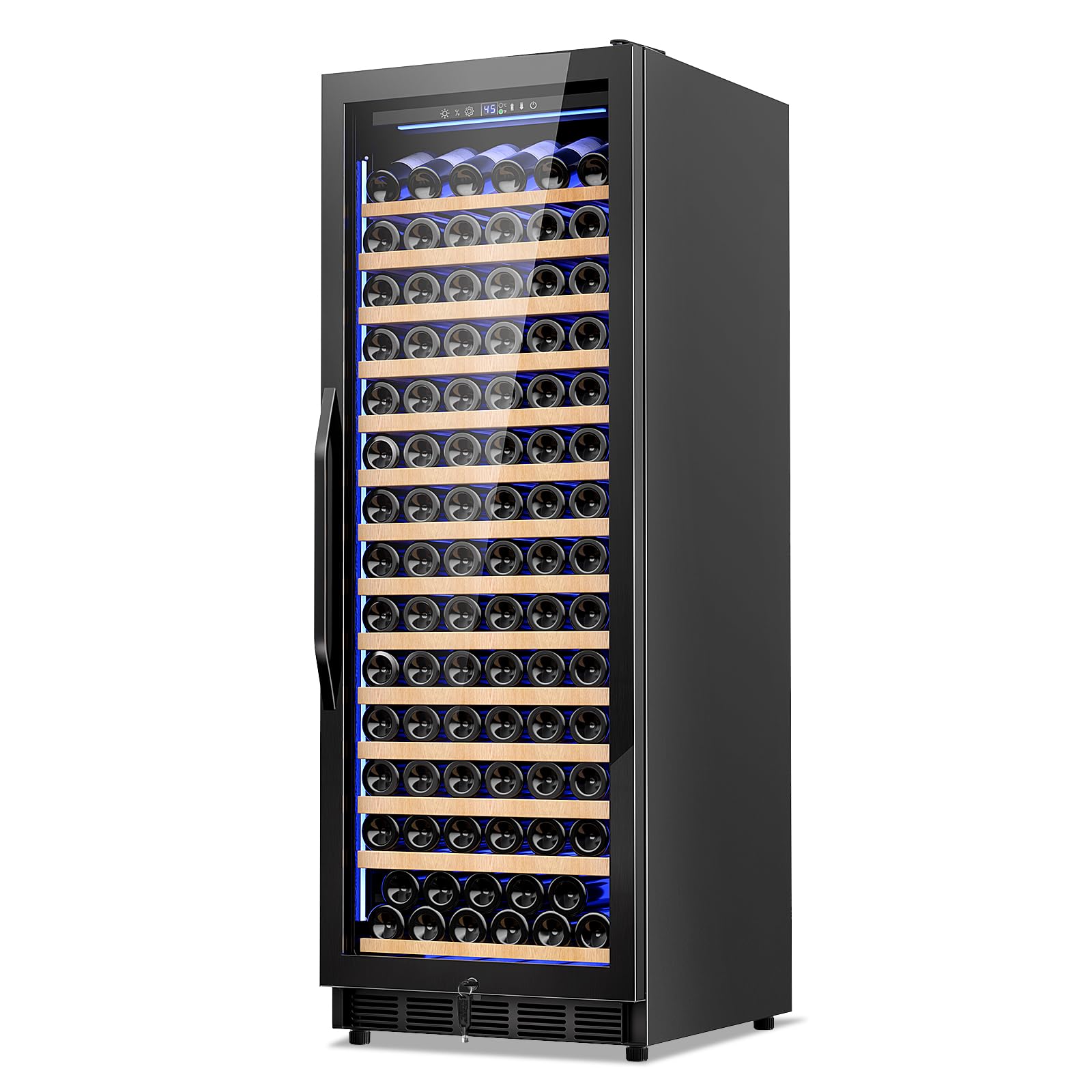 Fomup Wine Fridge Freestanding,173 Bottles 24 Inch Wine Cooler Refrigerator, Tall Wine Fridge With Compressor Low Noise Fast Cooling, Wine Cellar With Upgraded Door Handle Sliding Rail Shelves, Black on Fridge.com - View 1