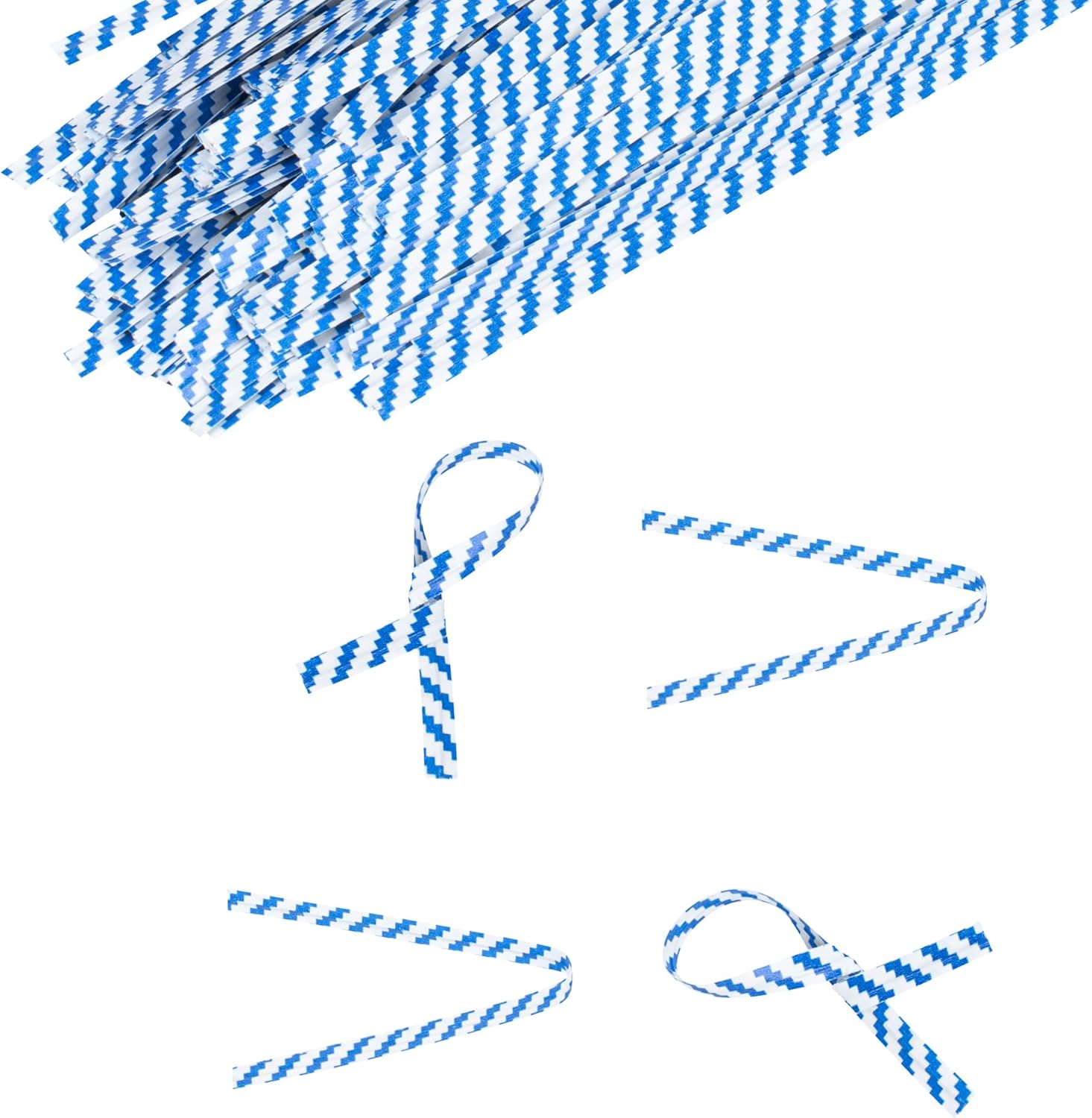 Restaurantware Twist Ties 50,000 Pack of 4-Inch Reusable Paper Bag Ties Laminated Gripping Strong Blue Flush-Cut Bread, Candy, Coffee, Cookie, Bakery Bag, Party, Gifts, Cake Pops, Packaging
