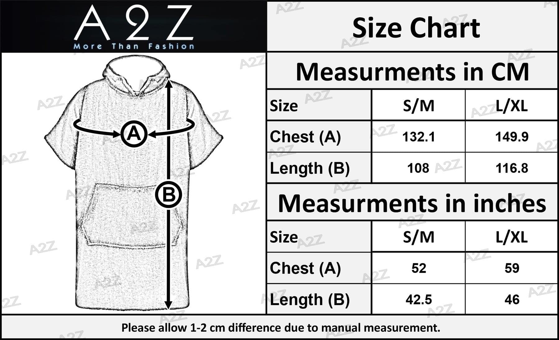 A2Z Adultes Serviette Poncho Peignoir Doux Plage Bain Maillot De bain Peignoir Femmes Hommes Hommes 100% Coton Doux Capuche Plage Bain Natation Surf Sports nautiques Peignoir Petit Moyen Grand XL XXL