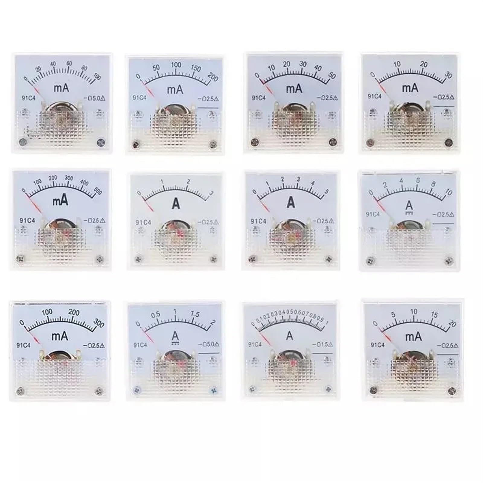 Voltímetro de CA, 91C4 Amperímetro analógico de panel con aguja mecánica (1 unidad)(0 200mA)