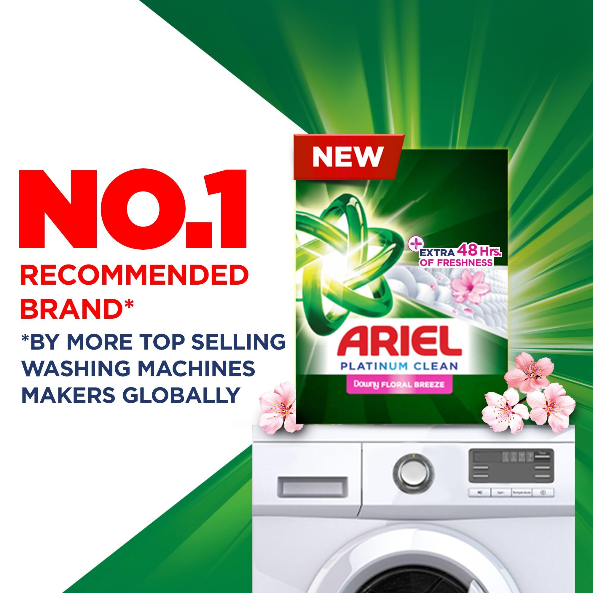 Ariel Platinum Clean Floral Breeze, 2.25KG, Laundry Detergent Powder