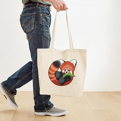 Miniatura 4 de CafePress Bolso de asas de la lona natural del bolso de mano del panda del bebé, bolso de compras, Caqui, Bolso Tote Panda Rojo
