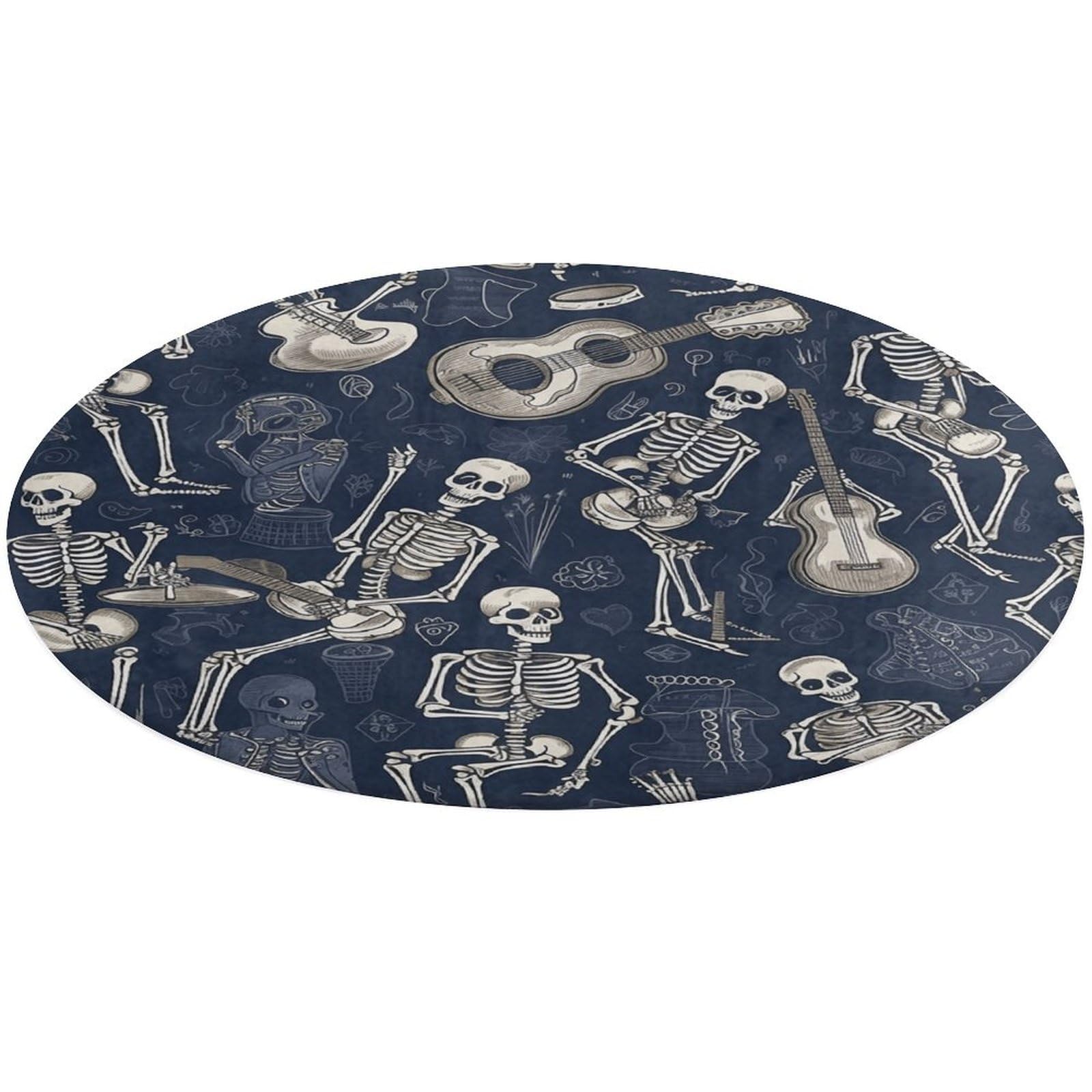 Alfombra pequeña calavera y guitarra decorativa para salón y comedor