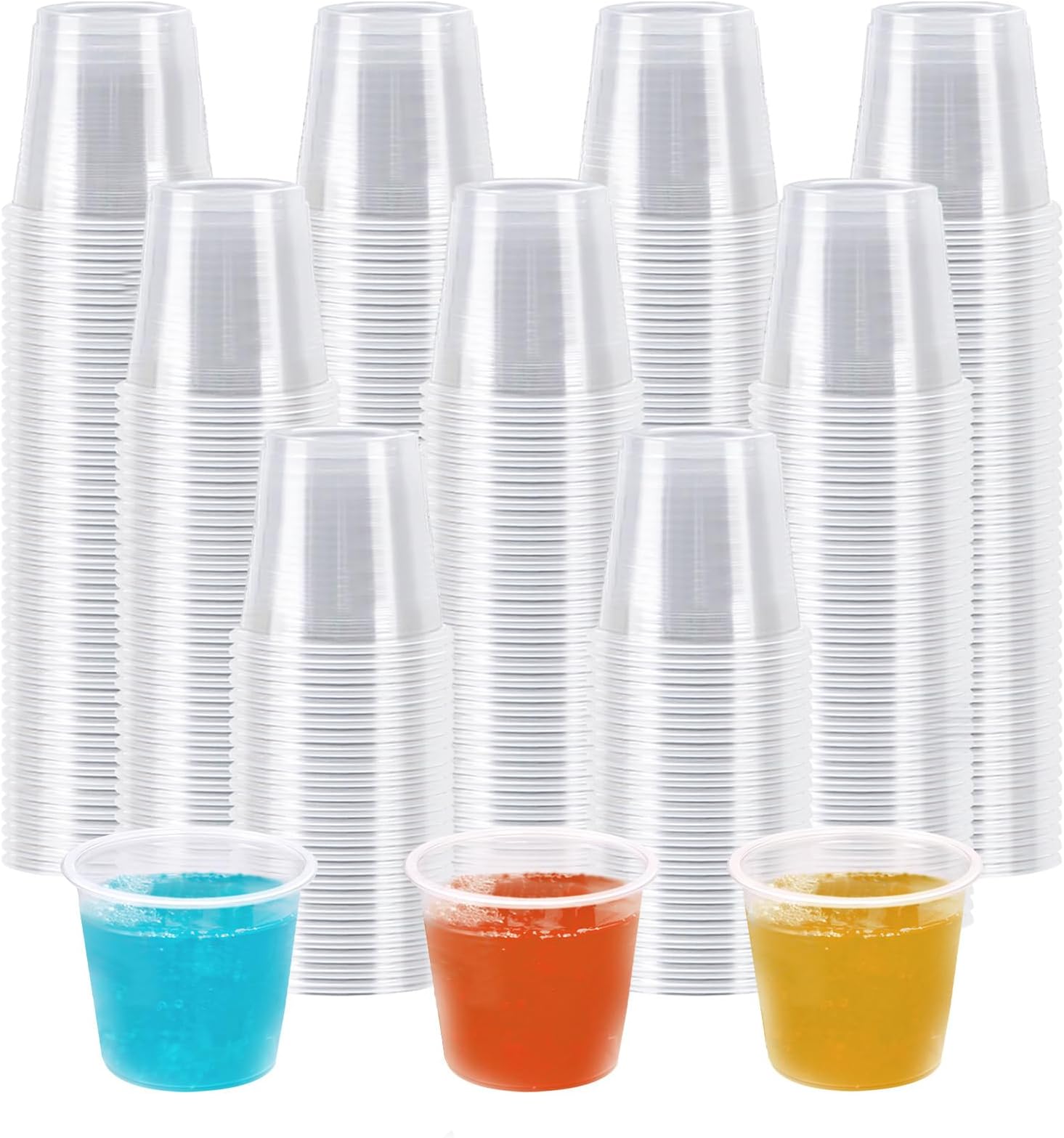 Clawsoff 1000 Pack 1 oz Plastic Cups, Clear Disposable Plastic Cups Bulk, Small Medicine Cup 1 Ounce, Condiment Cup for Sauce, Sample Tasting, Wine Tasting,Food Samples