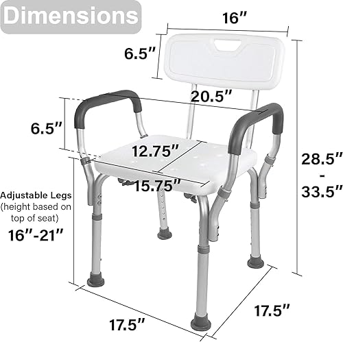 Miniatura 5 de Silla médica de ducha de montaje sin herramientas para spa bañera ducha asiento de baño portátil banco de ducha ajustable silla de elevación de