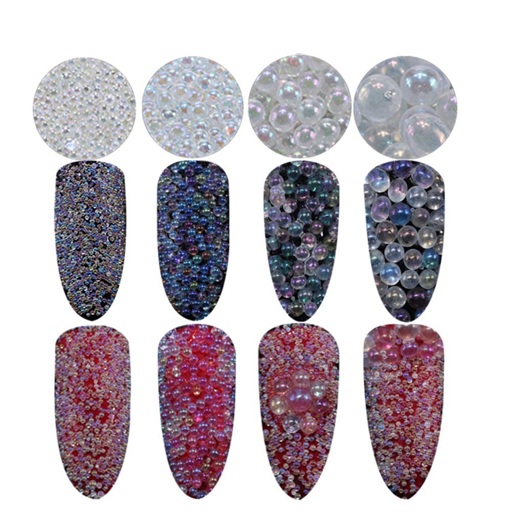 Nail Art AB Crystal Glass Caviar Beads Tiny 3D DIY Micro Gems Manicure Decoration Tips 4Boxs