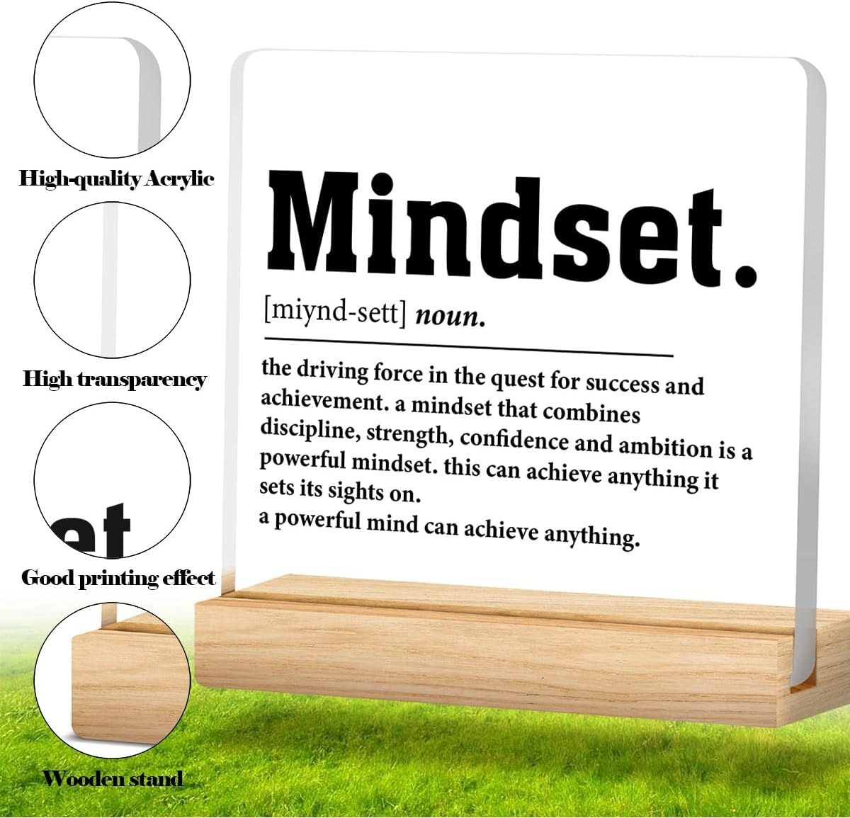 Inspirational Mindset Desk Sign, Motivational Gifts for Women Men, Mindset Definition Acrylic Desk Sign Office Decor - Image 2