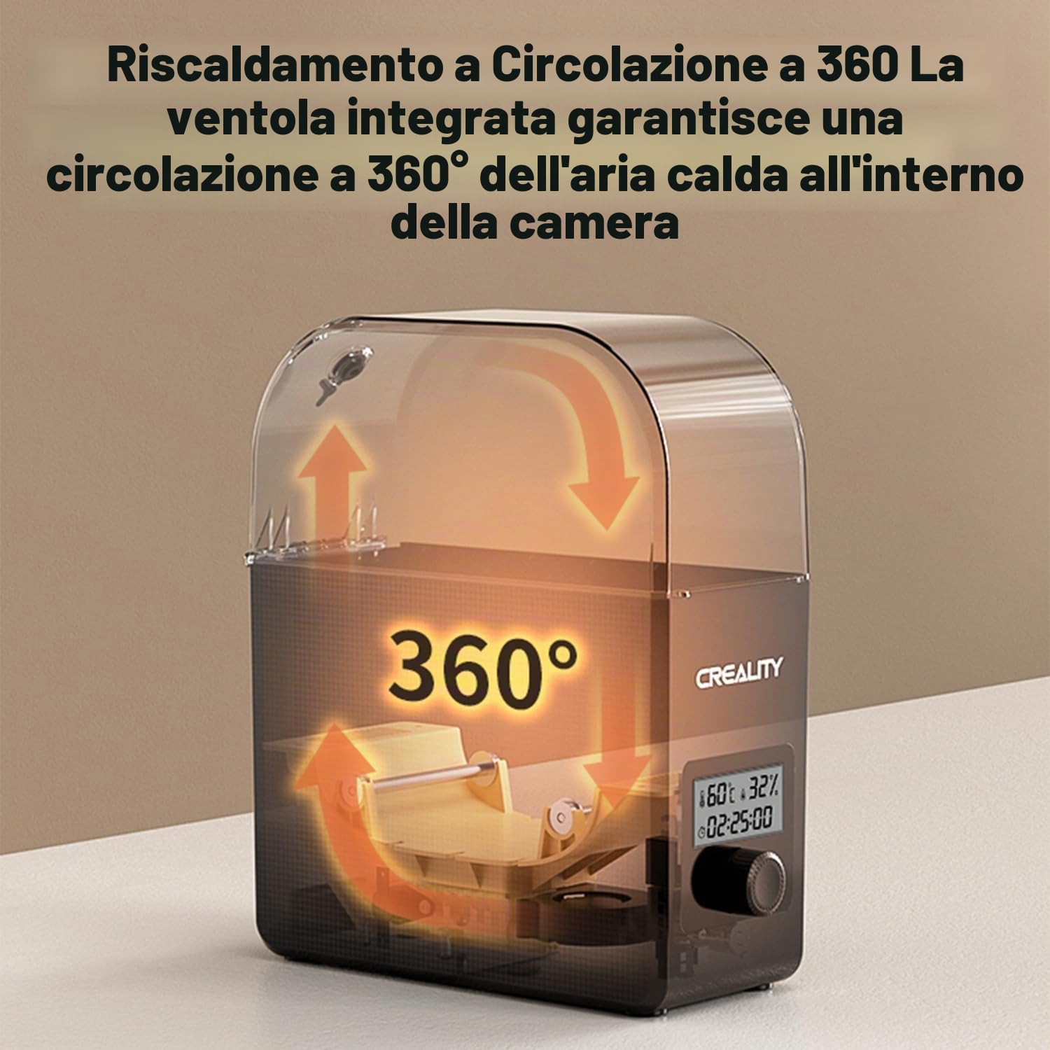 Scatola per l'asciugatura dei Filamenti, Disidratatore di Filamenti per Stampanti 3D Creality con Ventola, Scatola Asciutta per Mantenere il Filamento Asciutto Durante la Stampa 3D