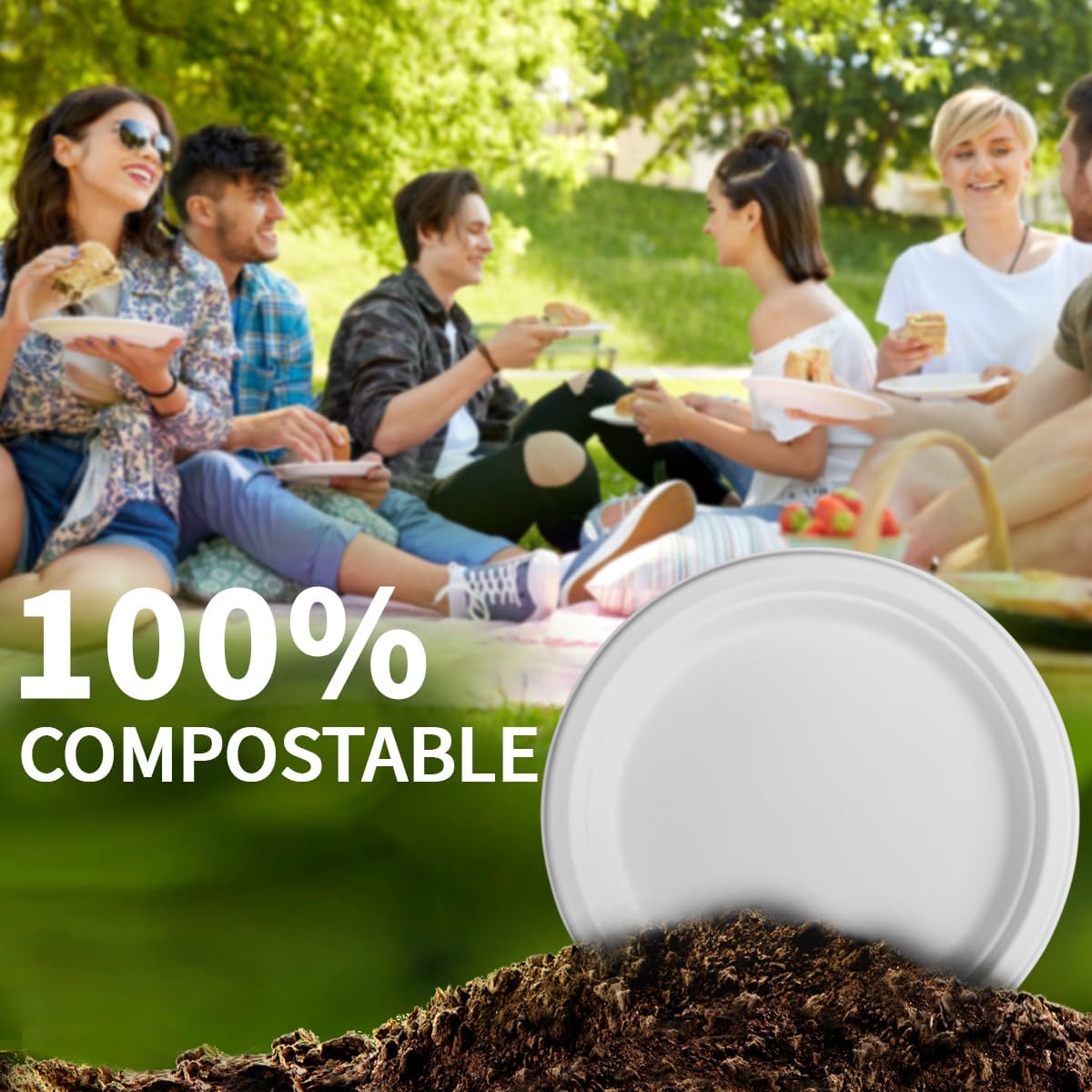 Compostable Paper Plates - 150 Pack -5 Compostable Paper Plates - 150 Pack -5