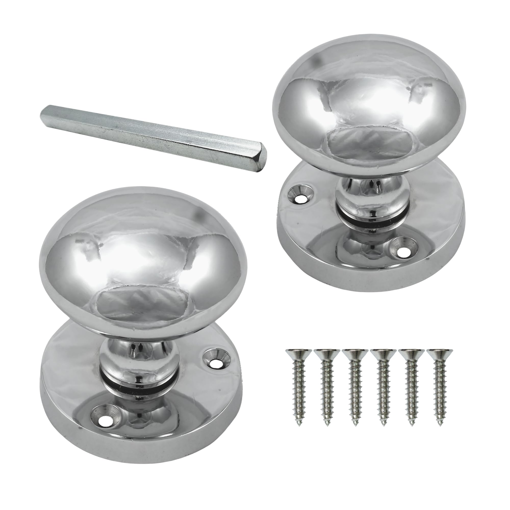 Keypak Chrome Plated Mortice Door Knobs - 55Mm 2 Inch Polished Chrome Finish Door Knob And Door Handle For Round Door Handles On Internal Wooden Doors- With Spindle And Fixings (1 Pair)