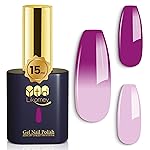 YTD Likomey Color Changing Gel Nail Polish,15ml Nude Pink To Plum Grape Purple Mood Temperature Change Colors Ombre Thermal Salon Home Fall Winter Manicure UV Nails Varnish,WB12
