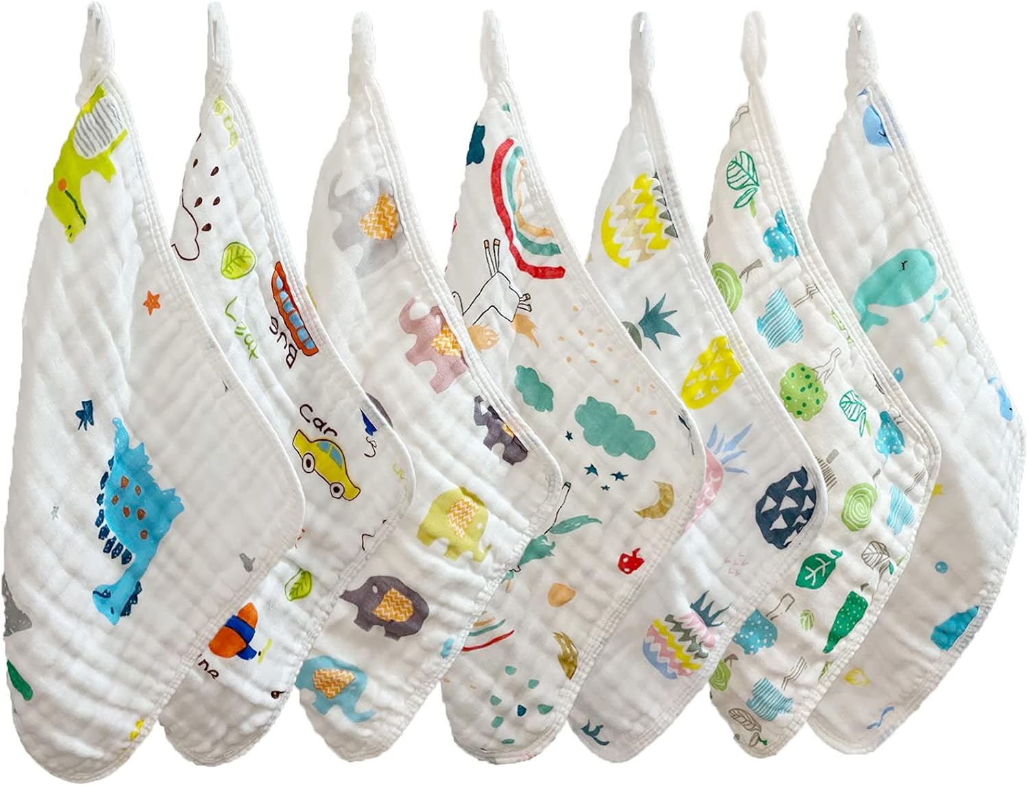 ガーゼハンカチ ガーゼタオル ベビー ベビービブ ふわふわガーゼ 赤ちゃん沐浴布 赤ちゃん 口拭き 動物柄 30cm 人気沸騰 授乳ハンカチ 柔らかい 30 7枚セット よだれかけ 新生児