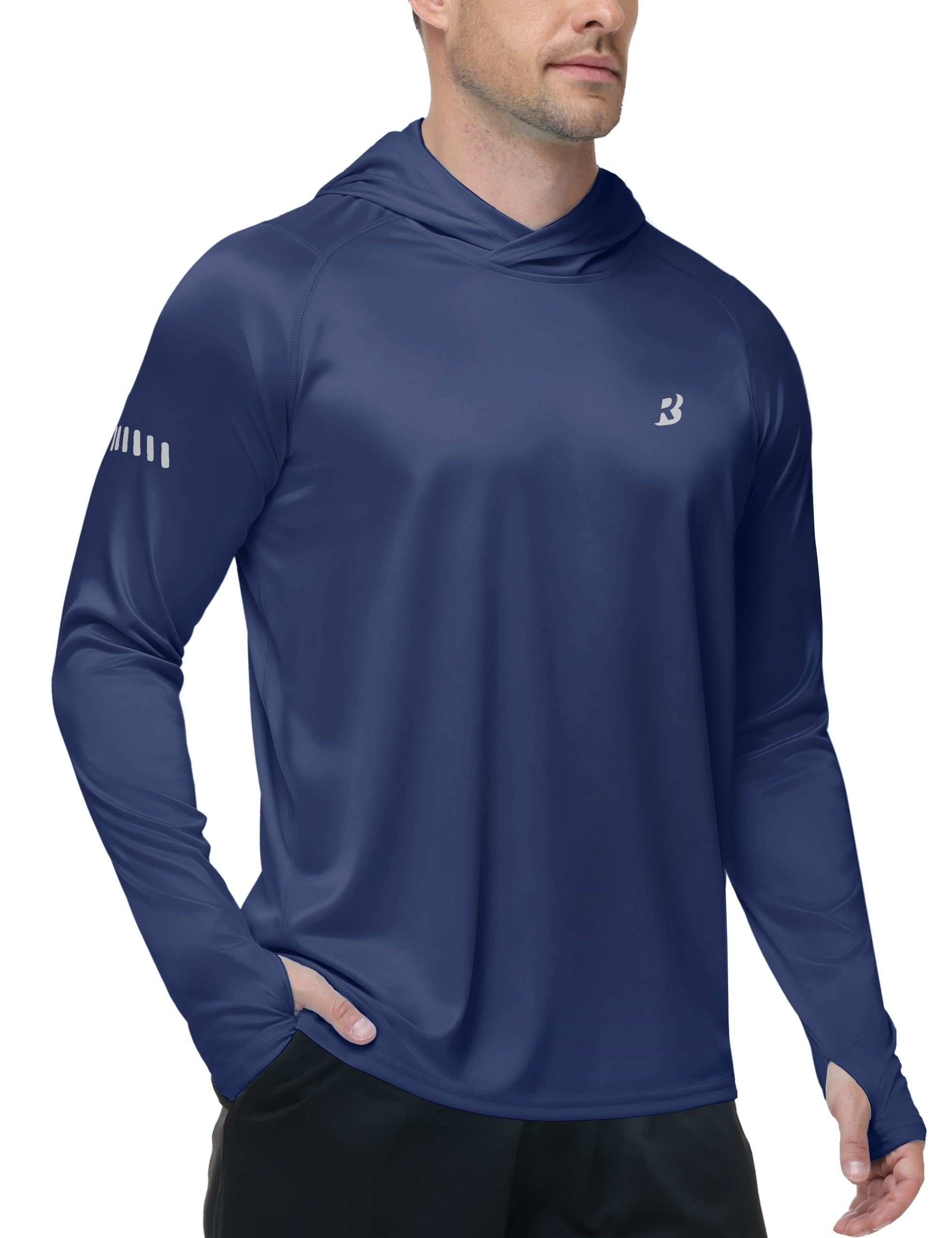 Roadbox Men's UPF 50+ Sun Hoodie, UV Long Sleeve Fishing Shirts Rash Guard