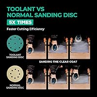 Vista 3 de Disco de lija de 5 pulgadas, 9 agujeros, grano 220, discos de lija con respaldo de película gancho y bucle, compatibles con lijadoras Festool