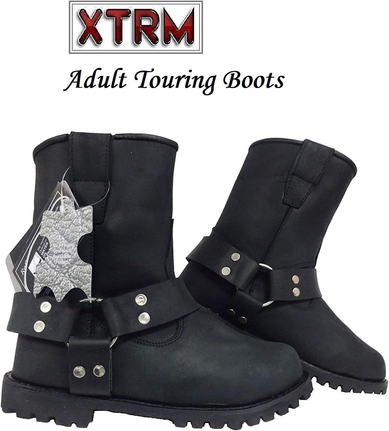 Xtrm Otto Motorbike Cruiser Short Boots Men Women Motorcycle Rider Biker Urban Oil Water Resistant Classic Design Leather Touring Boots Black
