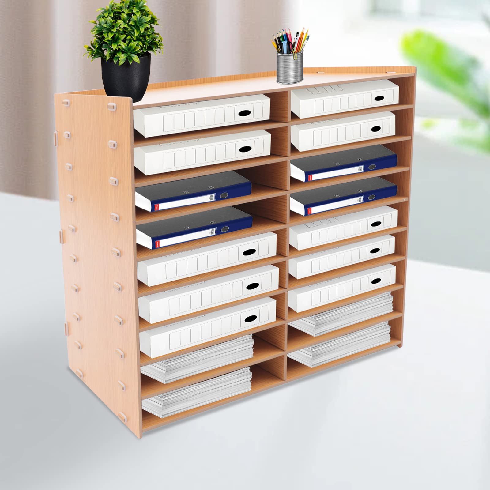 Organizer da scrivania, formato A4, 18 scomparti, documento/carta/vassoio per lettere Office Desktop File Letterature Organizzatore aule Magazine Storage Rack