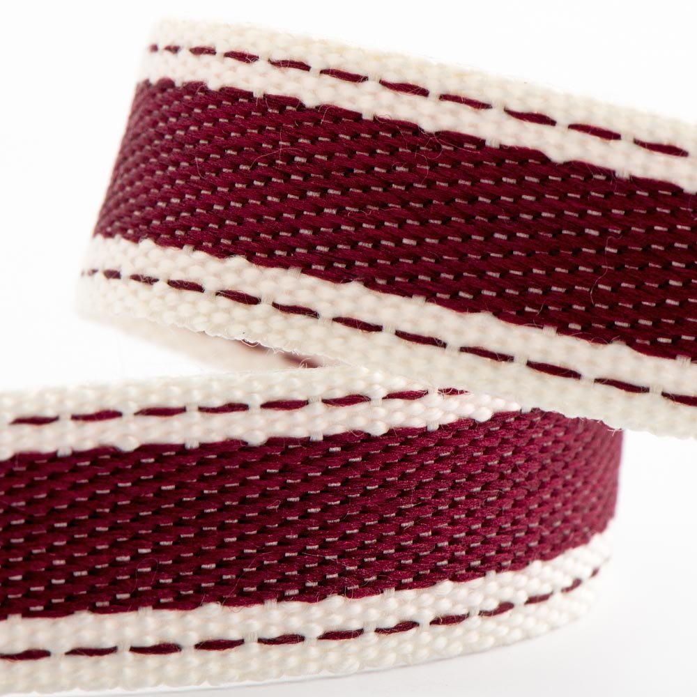 Cotton Twill Ribbon 15mm x 10 Metres - Burgundy