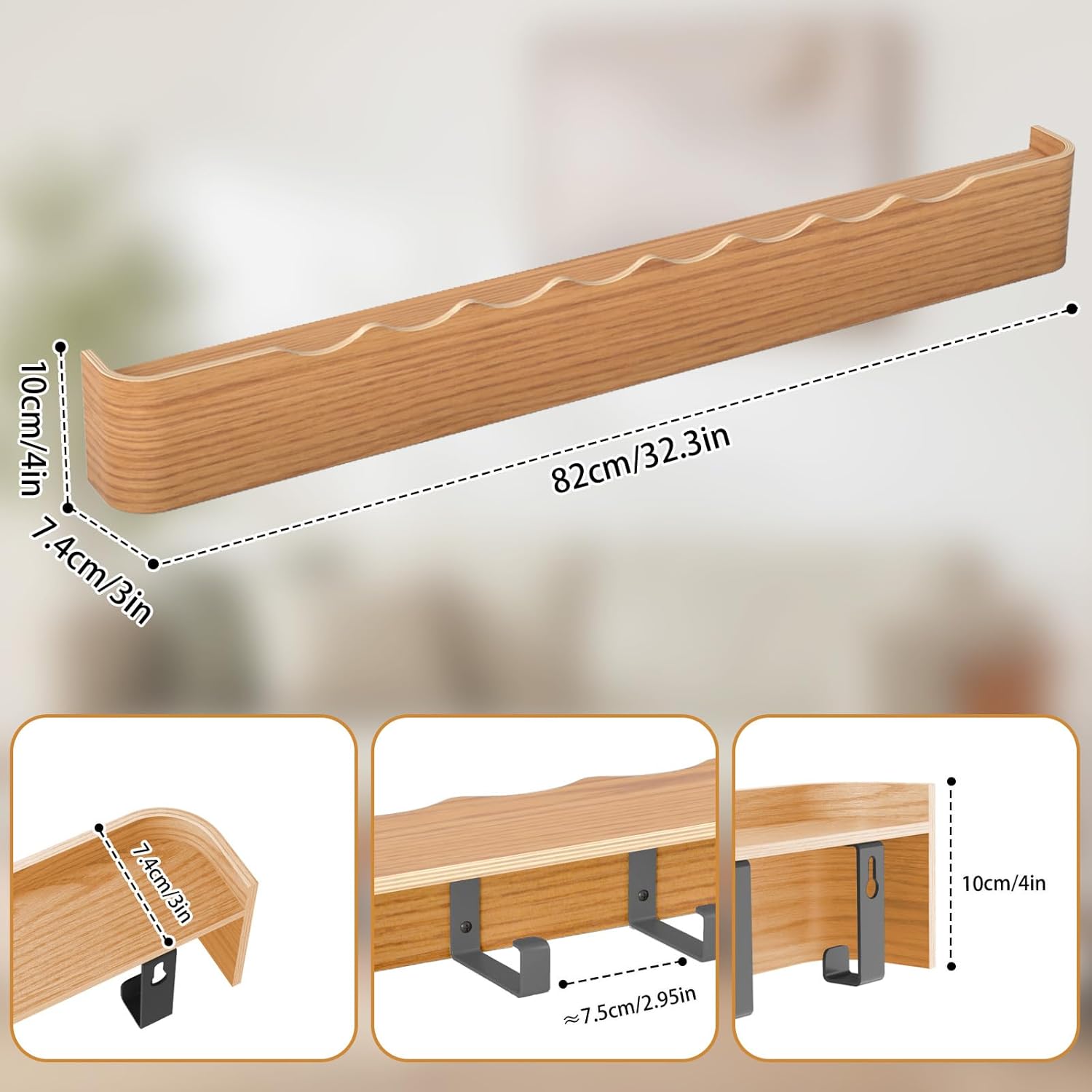 Coat Rack Wall Mount Entryway Organizer Modern Key Holder Wall Mount with Wooden Shelf Entryway Hooks for Bedroom Kitchen Hallway Bathroom for Hanging Coats Hats Dog Leashes Bags Towels