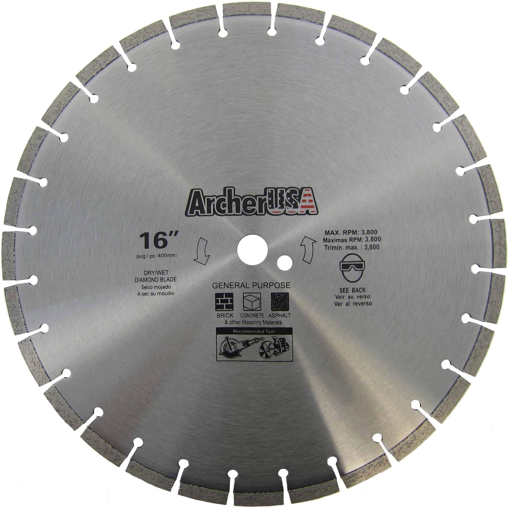Archer Pro 16" in. General Purpose Diamond Saw Blades for Fast Cutting Concrete, Stone, Masonry, Pavers, Bricks, Blocks