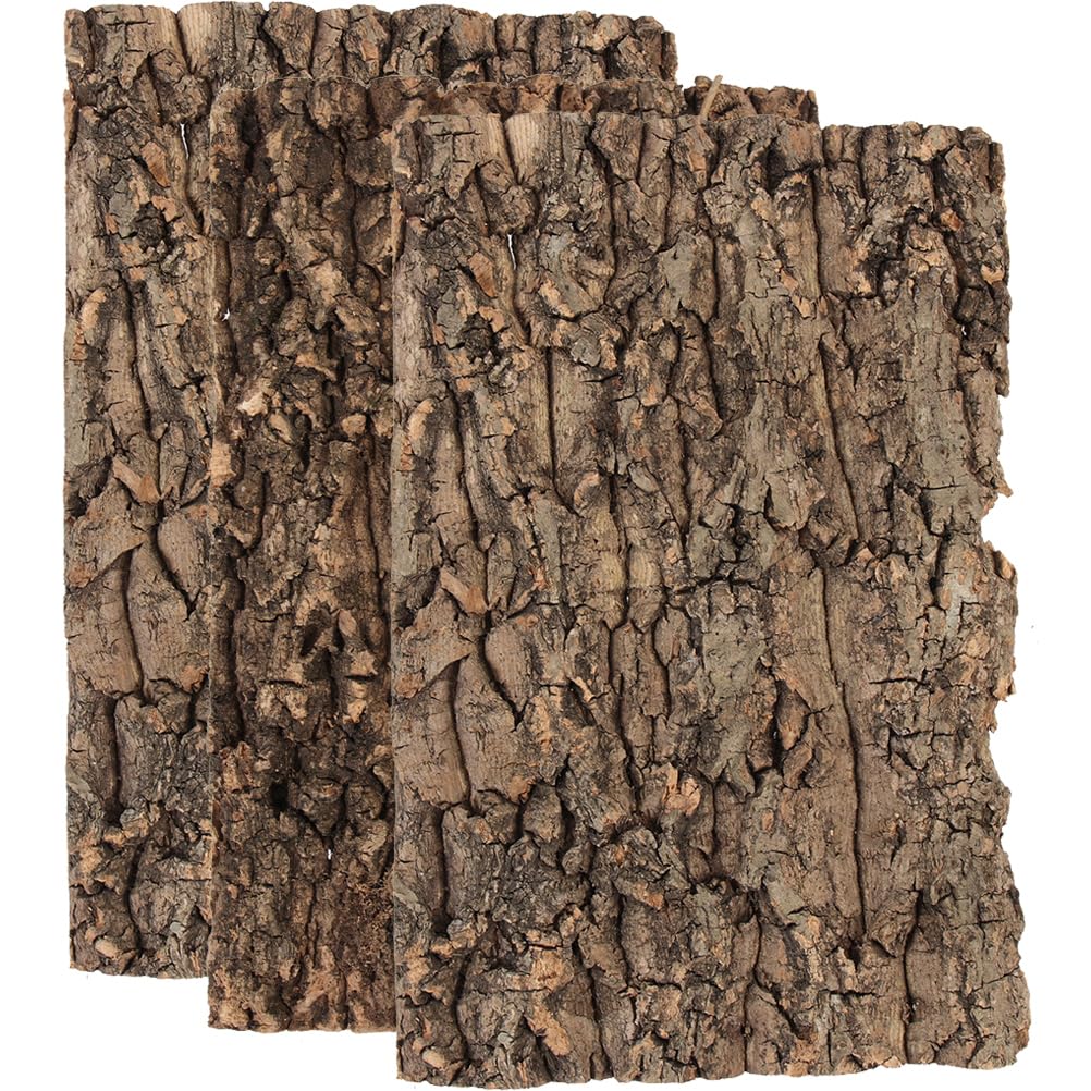 POPETPOP Reptile Tank Tree Bark 11.81X7.87X0.79In Natural Climbing Plaything and Terrarium Background for Lizards Tortoises Spiders and Small Pets