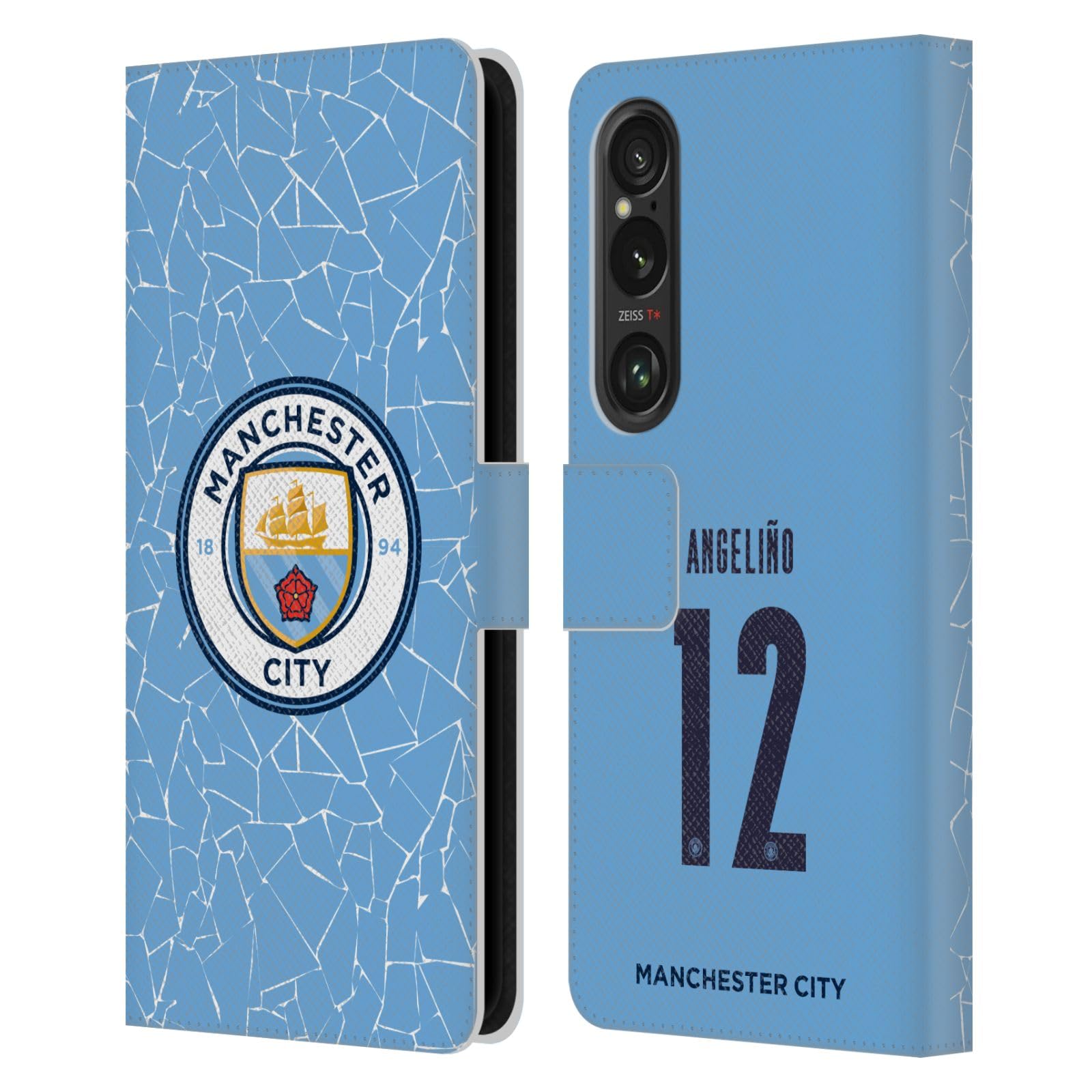 Head Case Designs Officially Licensed Manchester City Man City FC Angeliño 2020/21 Players Home Kit Group 2 Leather Book Wallet Case Cover Compatible with Sony Xperia 1 VI 5G