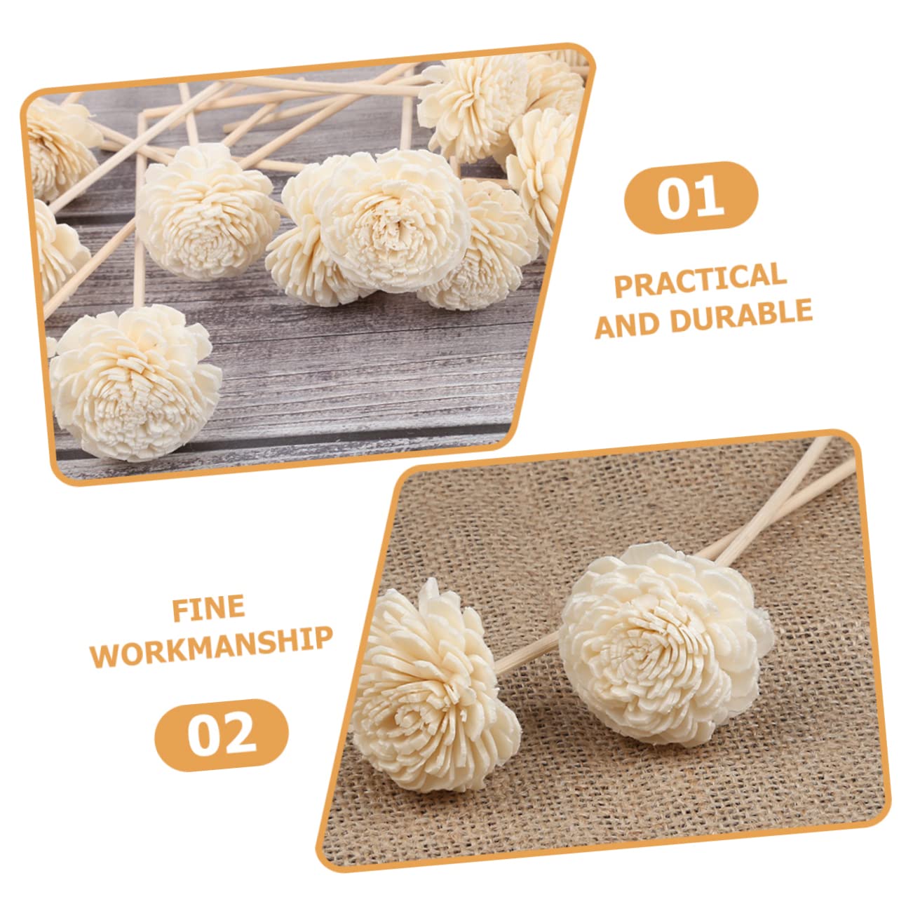 ABOOFAN 50 Stück Blumen der Aromatherapie Öl-Diffusor-Sticks Raumdiffusor duftstäbchen büroartikel Decor ätherisches Öl Blumen-Diffusor-Sticks Aromatherapie-Diffusor Rattan Schilf