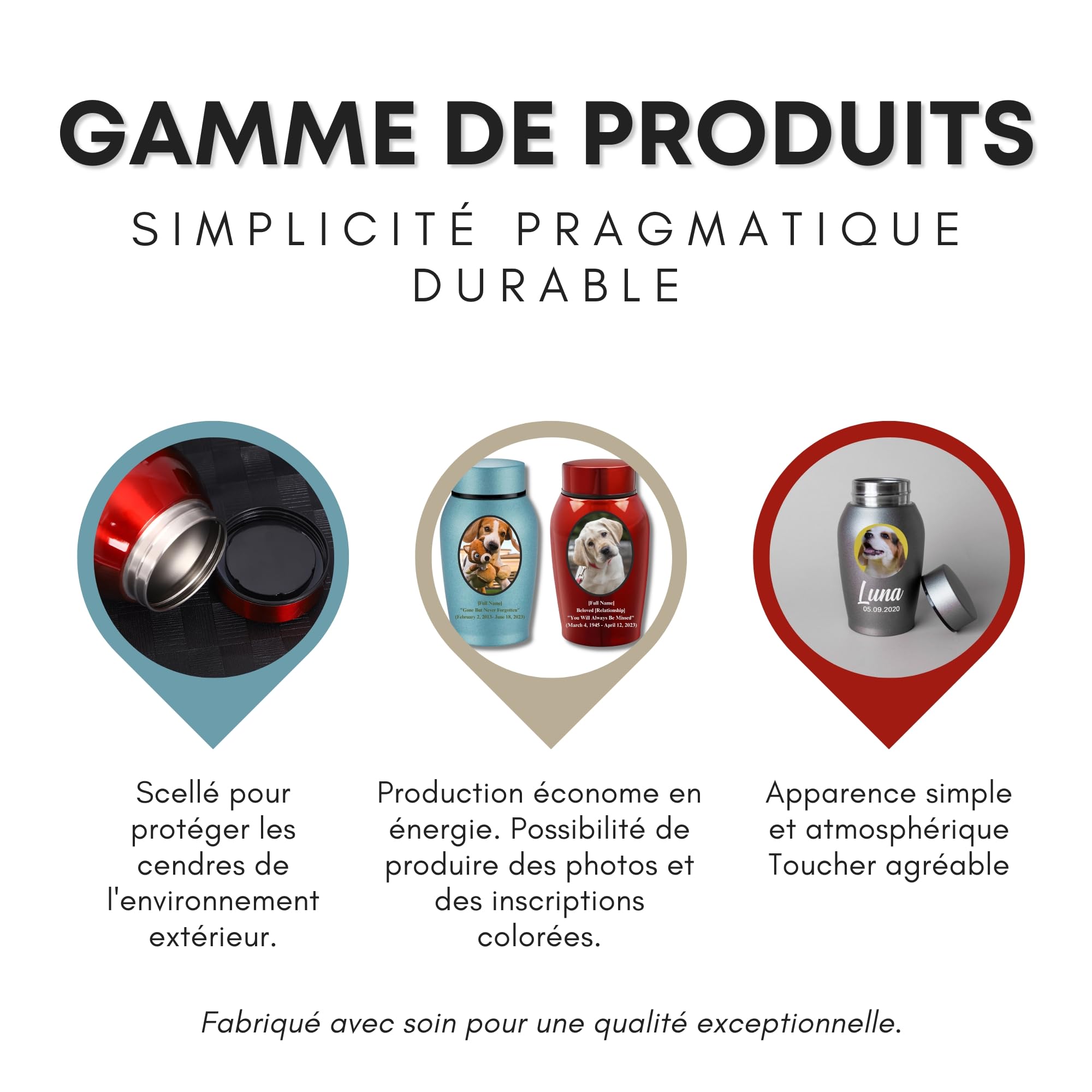Urnes pour Cendres de Chien personnalisées, Urnes pour Animaux de Compagnie, Urnes de crémation pour Chien en Acier Inoxydable (Argent)