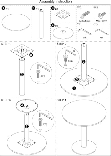 Miniatura 6 de Mesa de comedor redonda moderna de 30 pulgadas, mesa de tulipanes bistró con parte superior de mármol sintético blanco, marco de metal resistente