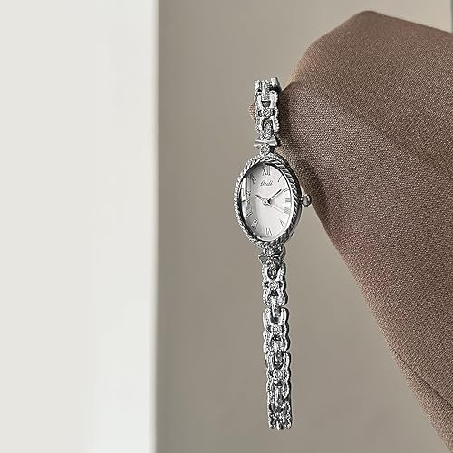 Miniatura 2 de Gosasa Reloj de pulsera para mujer, estilo vintage, ovalado, de cuarzo, números romanos, elegante, cadena de aleación, estilo de joyería, reloj de