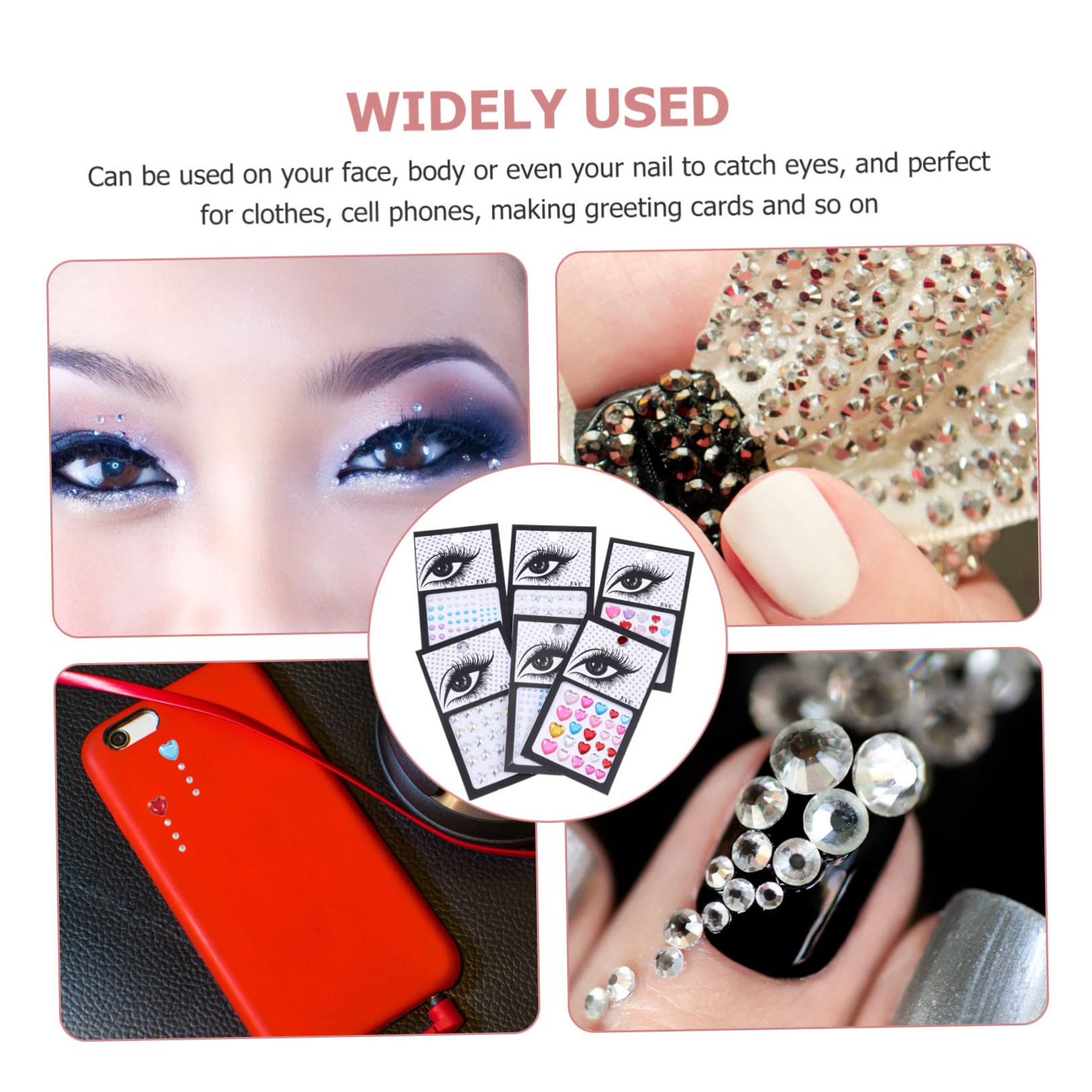 minkissy 24hojas Pegatinas De Faciales Autoadhesivas Para Maquillaje Brillantes Stickers De Rhinestones De Surtidos
