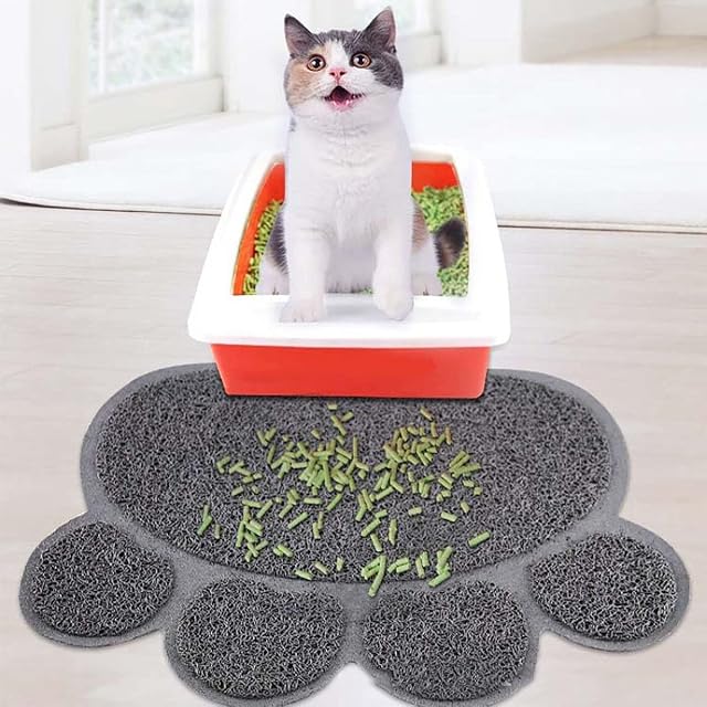 Foto 6 de 7 de Tianher 3 Piezas Alfombrilla de la Ccaja Basura del Gato PVC Estera Arena y Comida Antideslizantes Diseño…