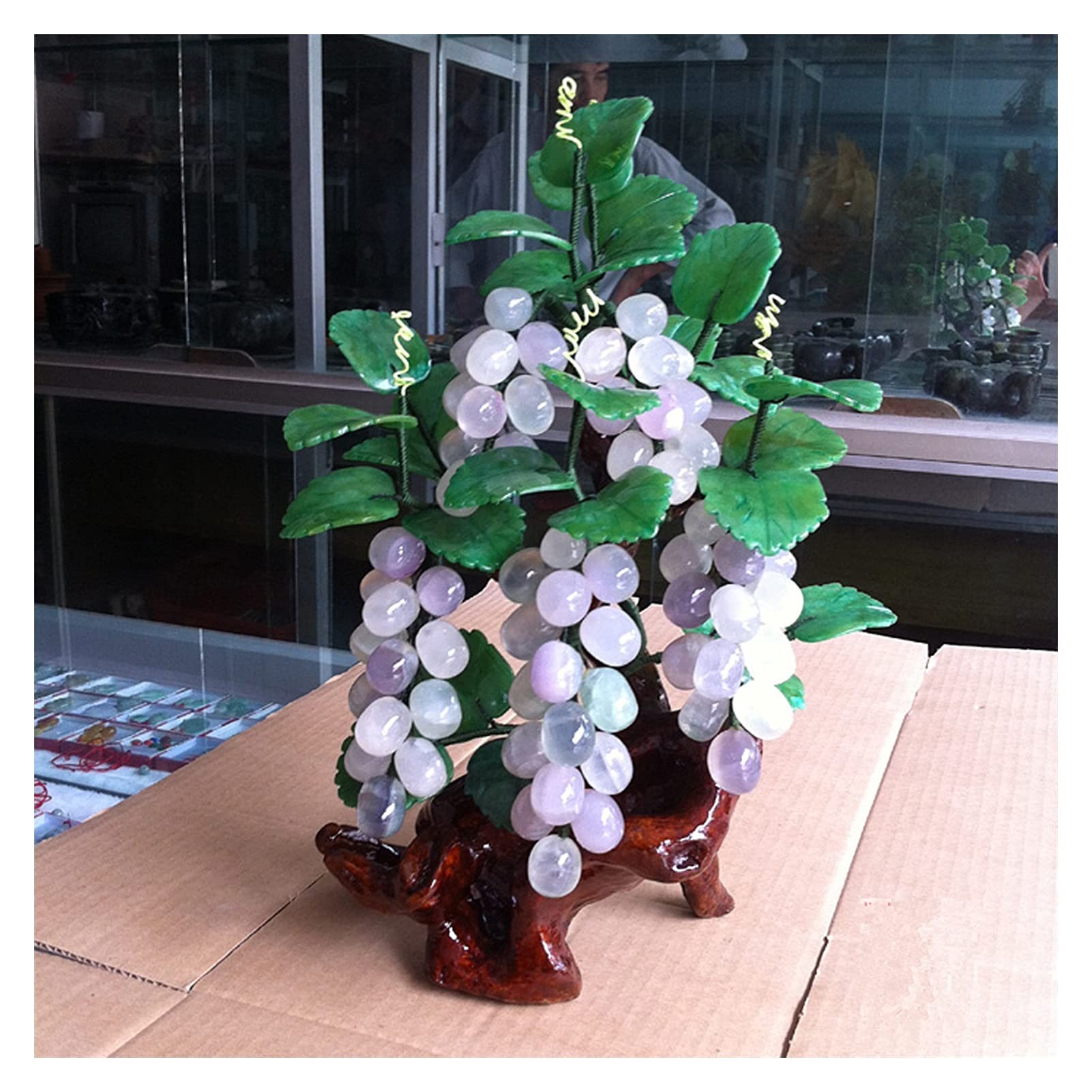 MYUYEE Bonsai Tree Artificial Bonsai Natural Amethyst Jade Grape Bonsai For Home Indoor Decoration Entrance Wine Cabinet Jade Carving
