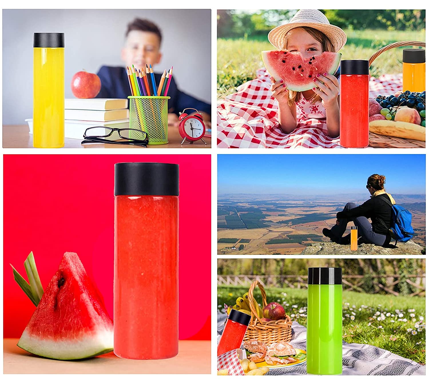 Buy PET Plastic Juice Bottles, Clear Plastic Bottles with Caps, Empty