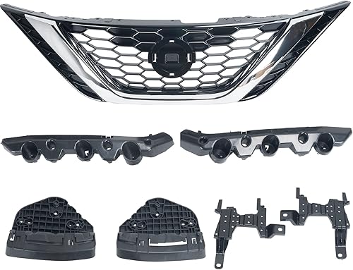 KARPAL Parrilla de parachoques central y soportes de parachoques de faros delanteros, 5 piezas compatibles con Nissan Sentra 2016-2019