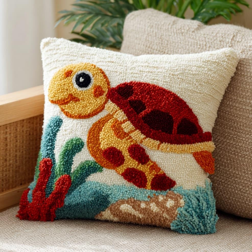 Kits de coussin à crochet tortue de dessin animé 43x43cm AxiangziK