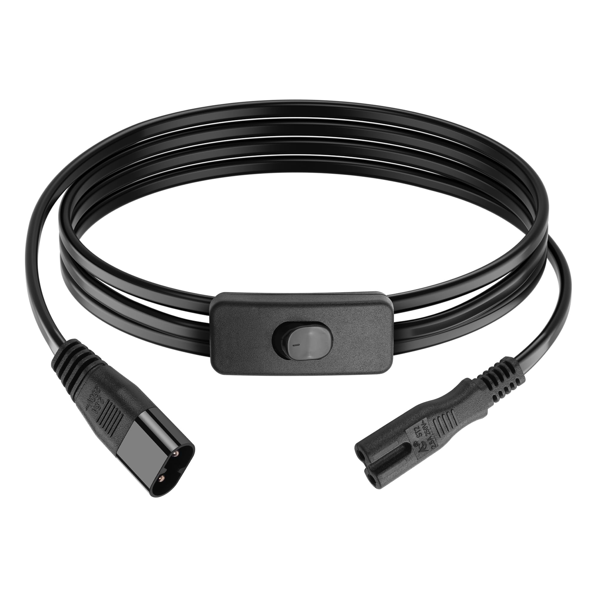 C8 to C7 with Switch Extension Cable AC 250V 2.5A IEC 320 1.5M/4.9