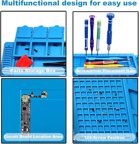 Miniatura 3 de Alfombrilla de silicona resistente al calor de alta calidad de 932 F, tapete de trabajo de reparación electrónica magnética antiestática grande para