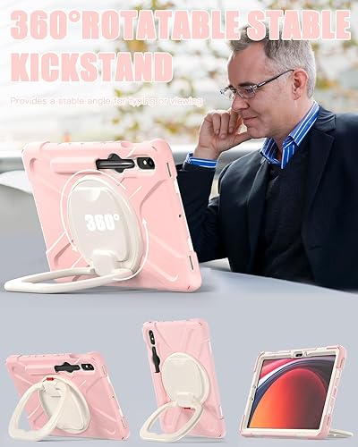 Miniatura 9 de BRAECN Funda resistente para Samsung Galaxy Tab S9 FE de 10.9 pulgadasS9 de 11 pulgadas 2023, funda de silicona con correa de transporte, soporte