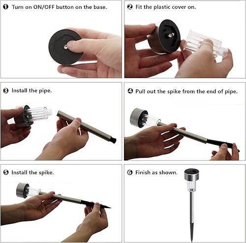 Miniatura 7 de Paquete de 12 luces solares para exteriores, de acero inoxidable, impermeables, luces LED, iluminación de paisaje para jardín, camino, entrada,