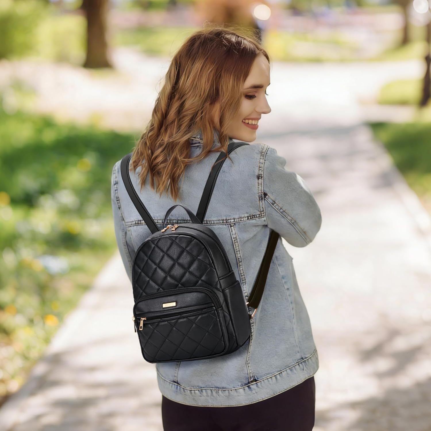 Marvolia Mini Backpack for Women - Vegan Leather Small Backpack Fashion Backpack Purse for Travel Work Shopping - Black - Image 7