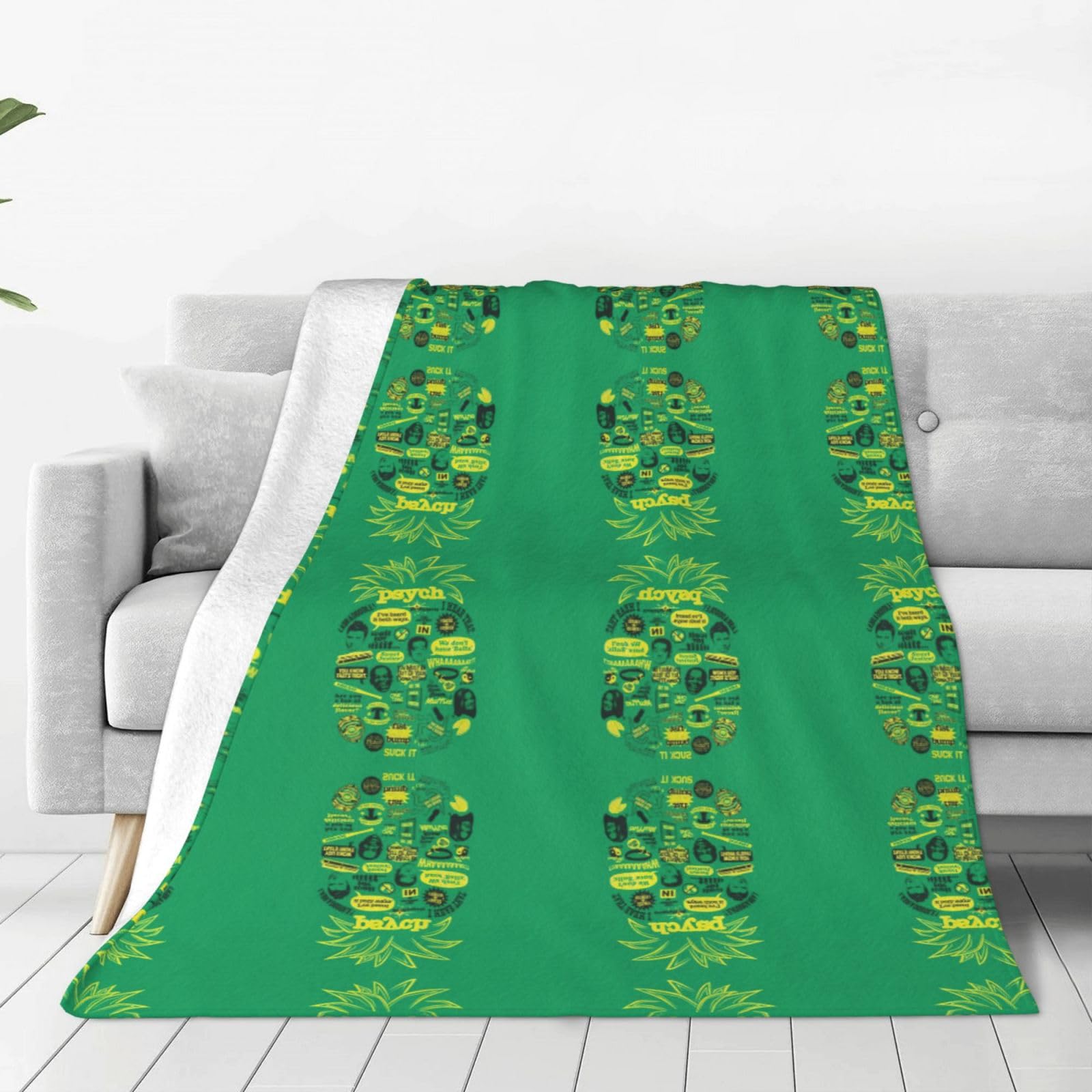 Couverture flanelle ultra douce imprimé Psych Ananas