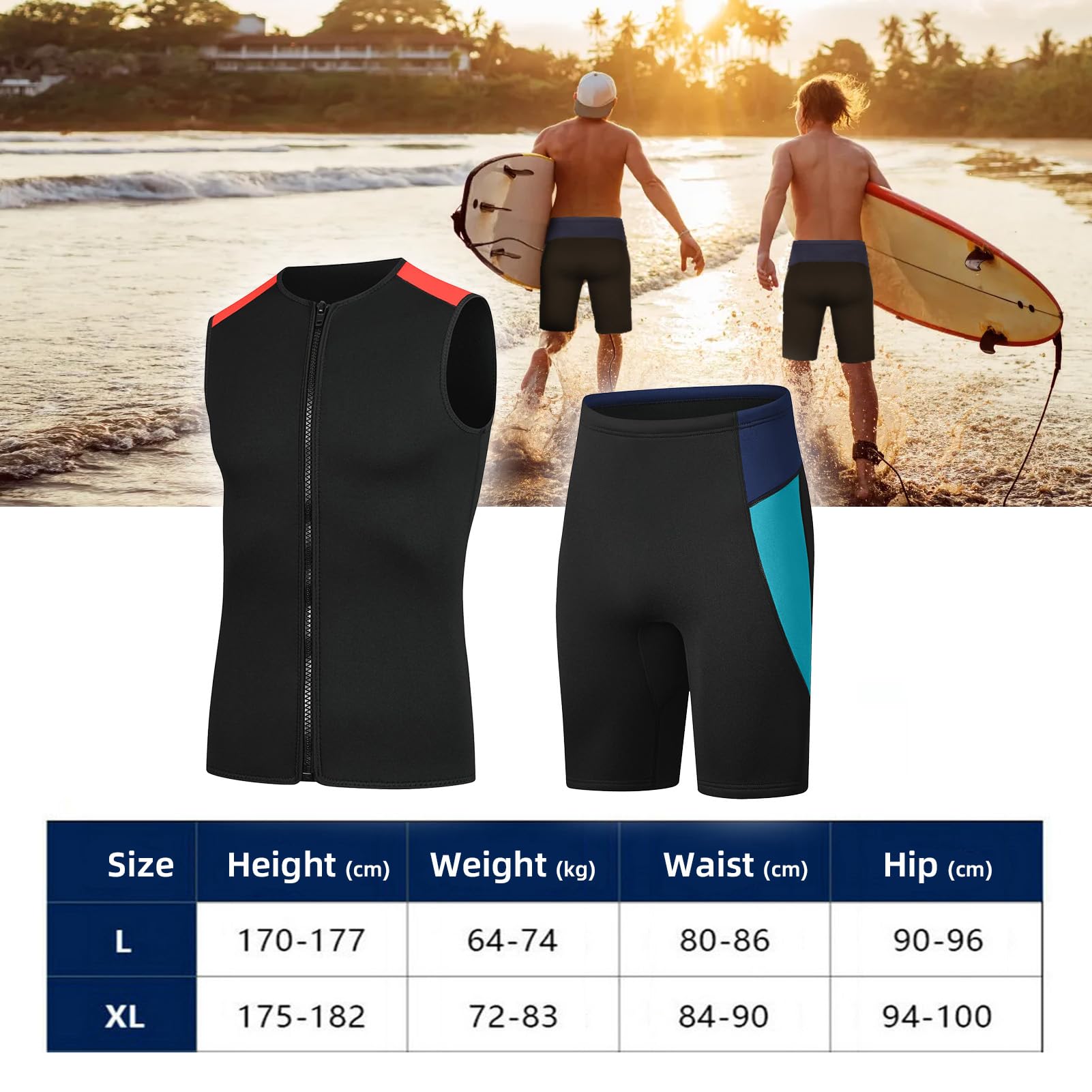 Traje de Neopreno Térmico de 3mm Sin Mangas para Hombres Mujeres, Trajes húmedos Corto para Surf natación y esnórquel