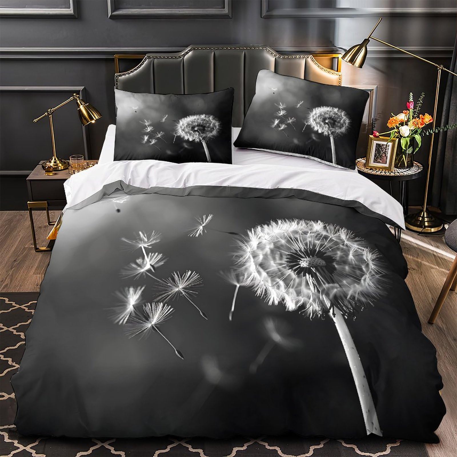Housse de couette microfibre résistante effet 3D parure de lit hypoallergénique avec zip