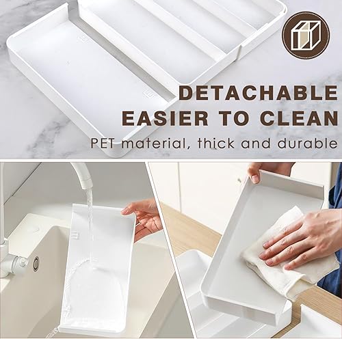 Miniatura 5 de ZGONOUY Organizador de cajones expandible blanco - Organizador de cajones divididos, organizador de cajones para maquillaje y tocador, suministros