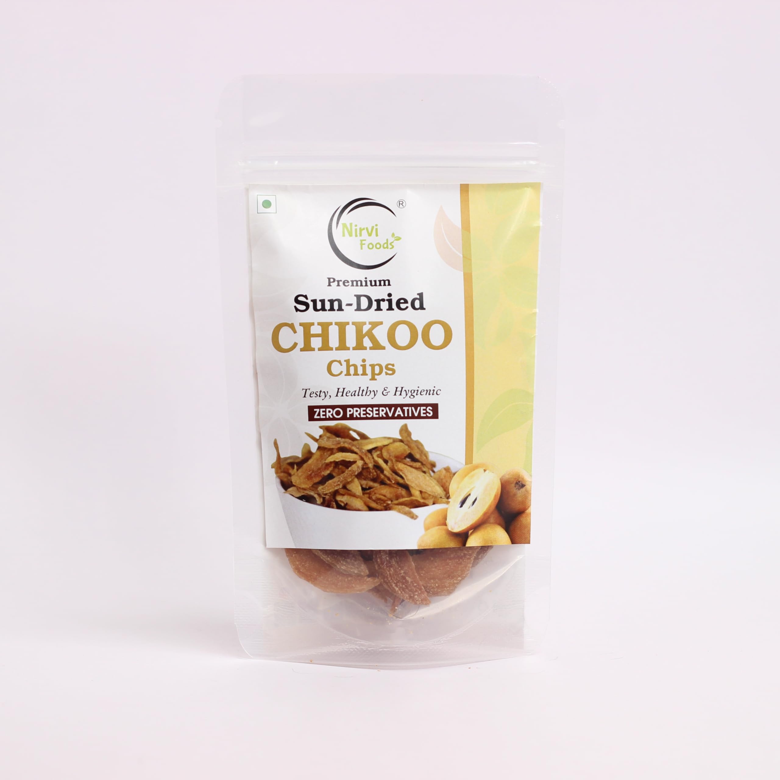 Sun-Dried Chikoo Chips- 100% Natural, Full of Energy, Gluten Free, Preservatives Free- Pack of 1 (75 gm each)