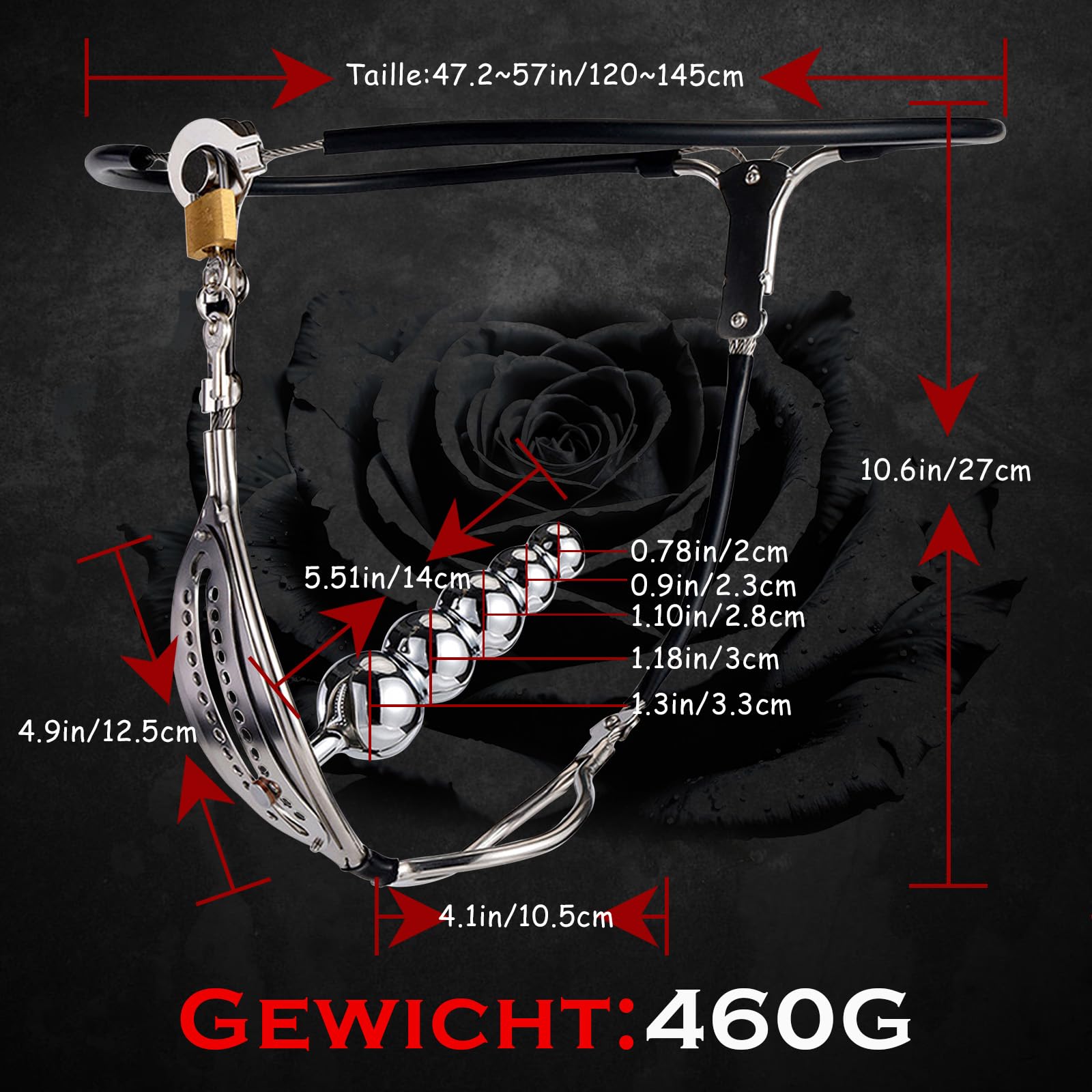 Ceinture de chasteté pour femme, en acier inoxydable réglable ceinture de chasteté pour femme Ceinture de chasteté verrouillable pour femme Invisible Fétiche Bondage Jouet sexuel pour femme Appareil