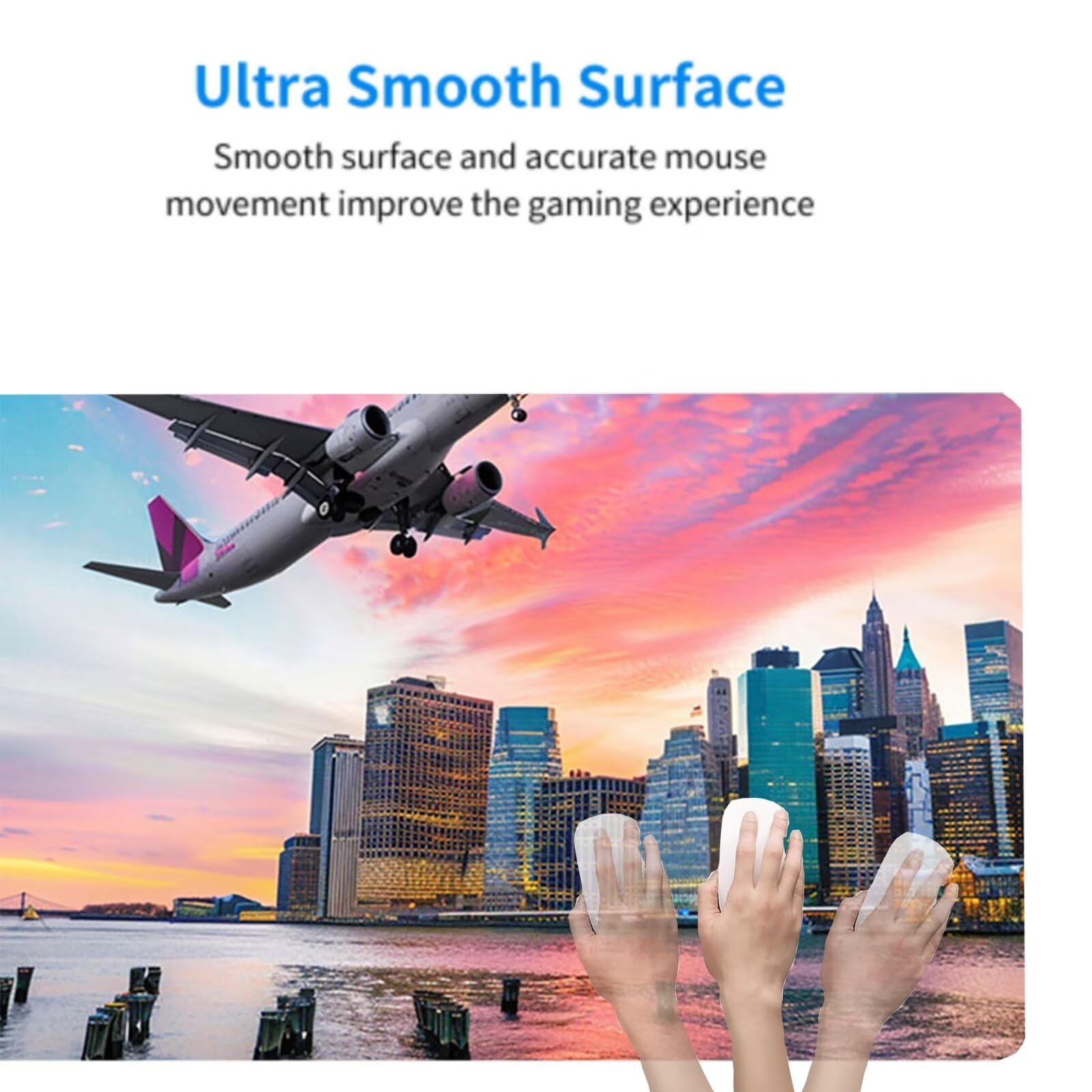 Rosa Tappetino Mouse Gaming XXL 1600x800x3mm Tappetino Scrivania Esteso con Bordi Cuciti Tappeto Scrivania Antiscivolo Migliora precisione e velocità, per Tablet e PC Accessori Scrivania Aereo H2-458