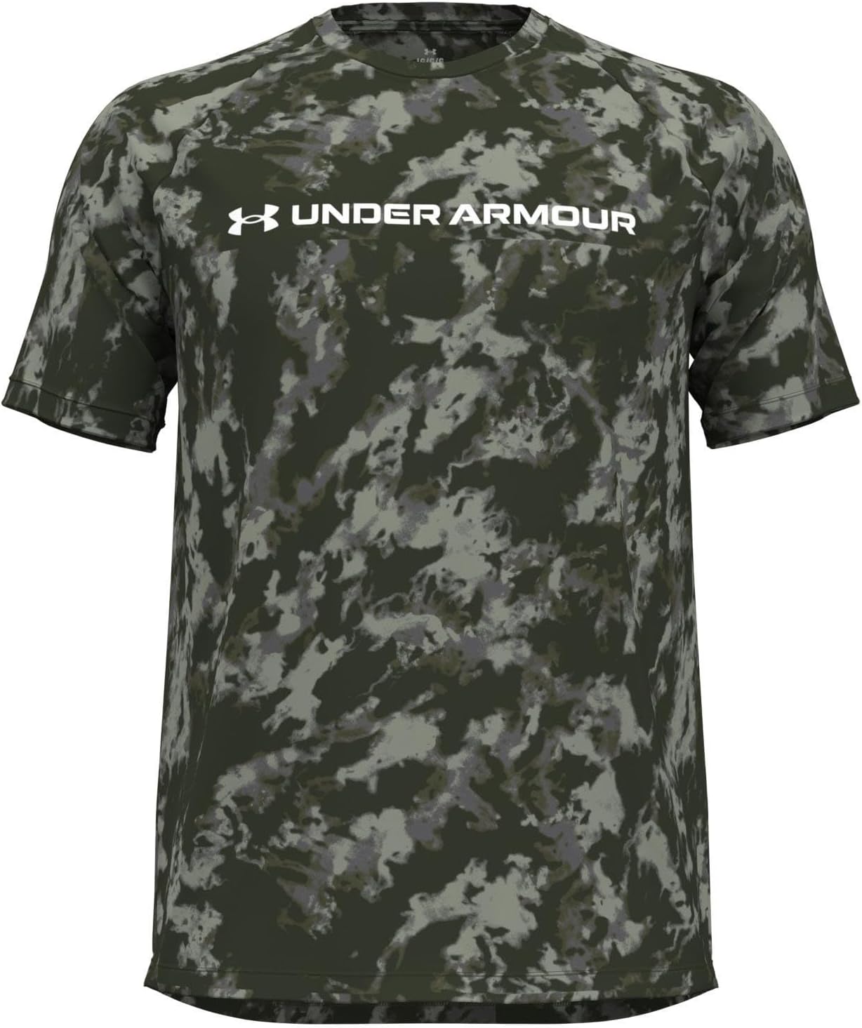 Under Armour - Mens Tech ABC Camo T-Shirt, Color Marine Od Green/White (390), Size: X-Small